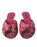 Chaussures Dolce & Gabbana mules à talon kitten en cuir exotique rose, élégantes et tendance.