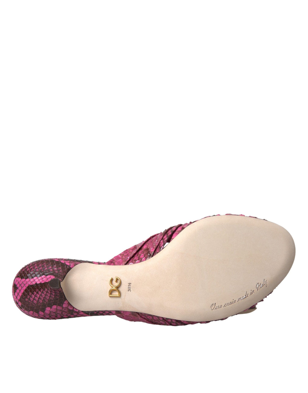 Sandales à talons kitten en cuir exotique rose de Dolce & Gabbana, design élégant et sophistiqué.