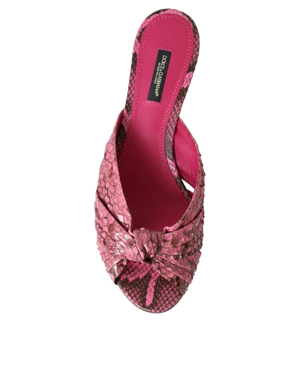 Sandales à talons kitten en cuir exotique rose Dolce & Gabbana, chaussures élégantes pour femme.