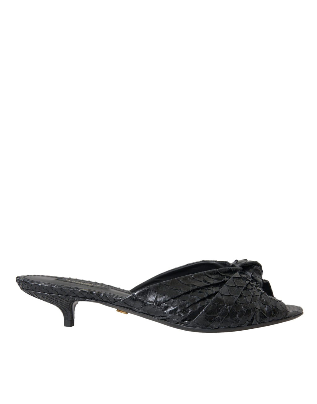 Chaussures Dolce & Gabbana talons en cuir exotique noir, sandales élégantes à glissière pour femmes