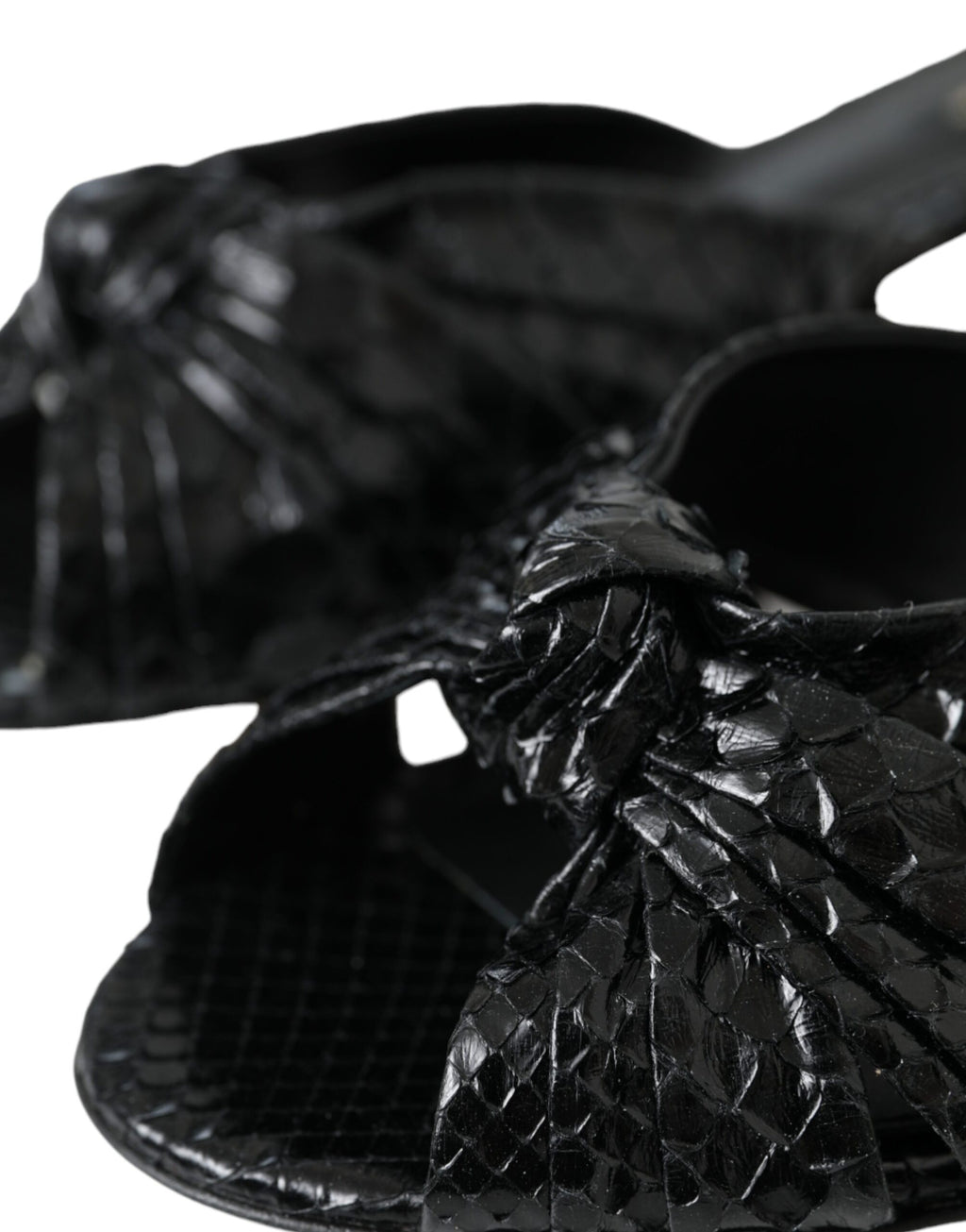 Chaussures Dolce & Gabbana talons en cuir exotique noir, slides élégantes pour femmes, vue de face