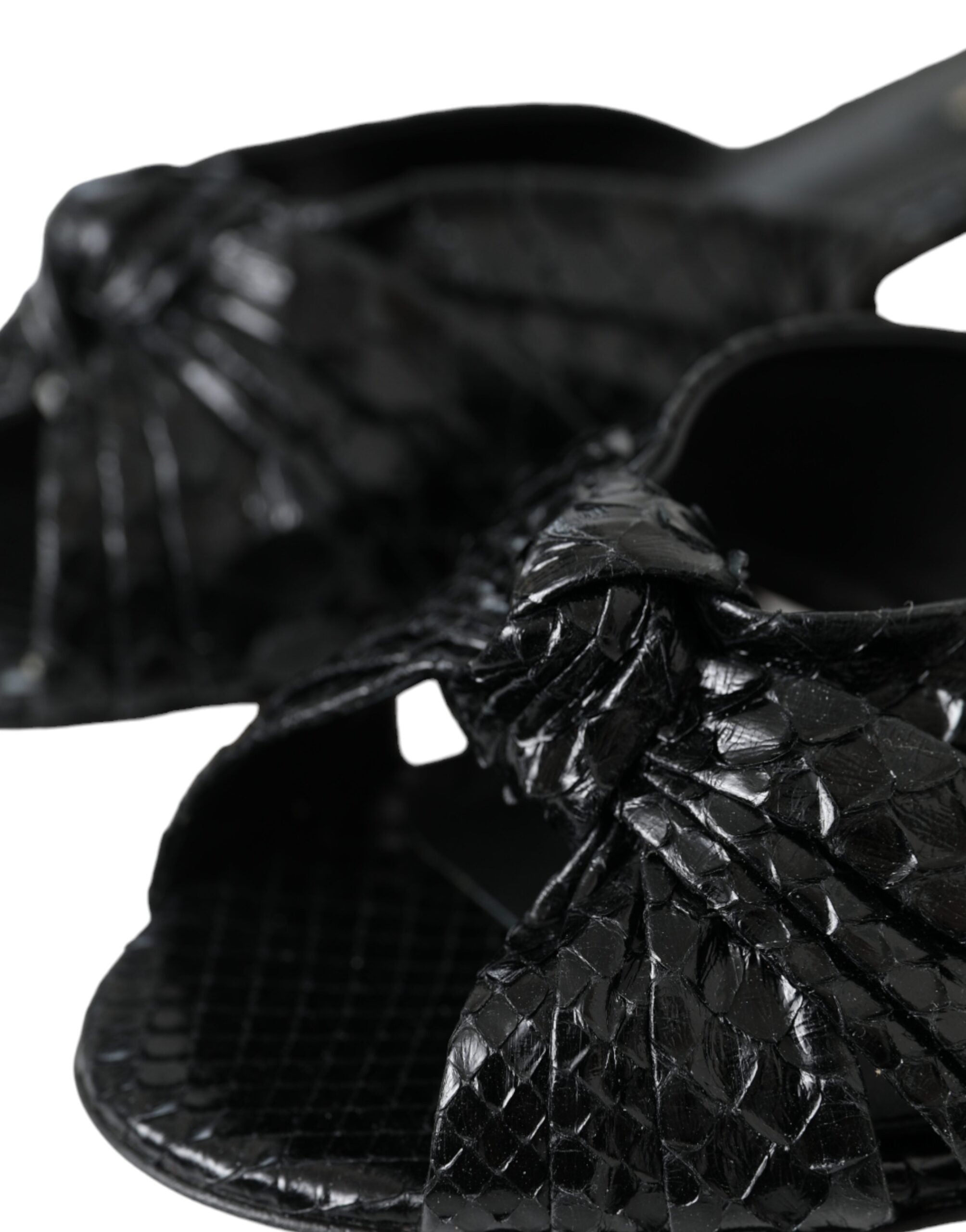 Chaussures Dolce & Gabbana talons en cuir exotique noir, slides élégantes pour femmes, vue de face