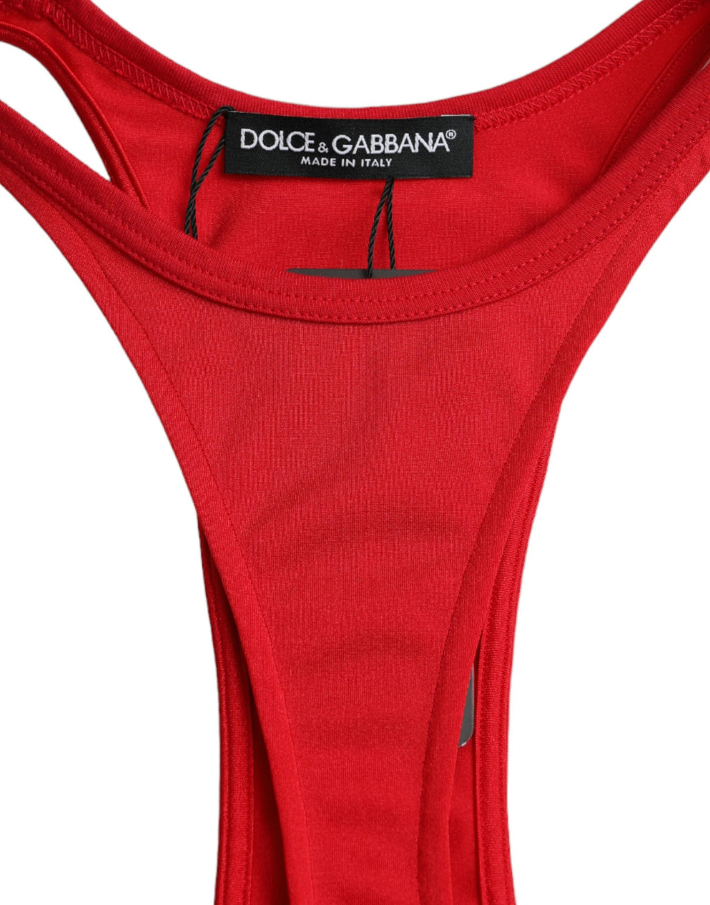 Robe courte en nylon stretch rouge Dolce & Gabbana, robe moulante et élégante pour femme.