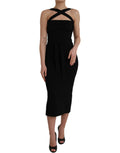 Robe midi noire sans manches à col halter de Dolce & Gabbana, silhouette élégante et chic, adaptée pour une occasion spéciale.