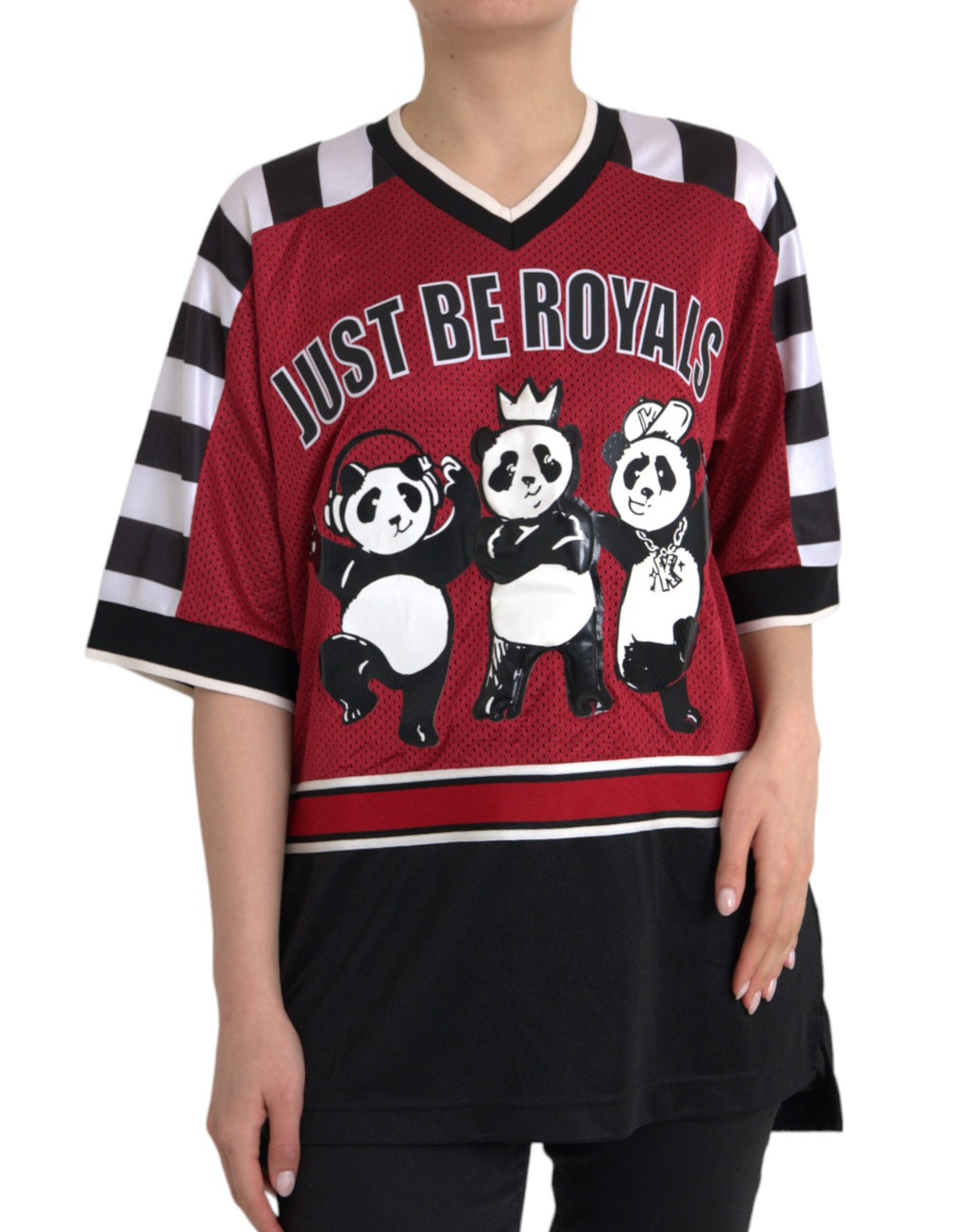 T-shirt oversize multicolore avec panda Royals de Dolce & Gabbana, design audacieux et logo sur le devant.