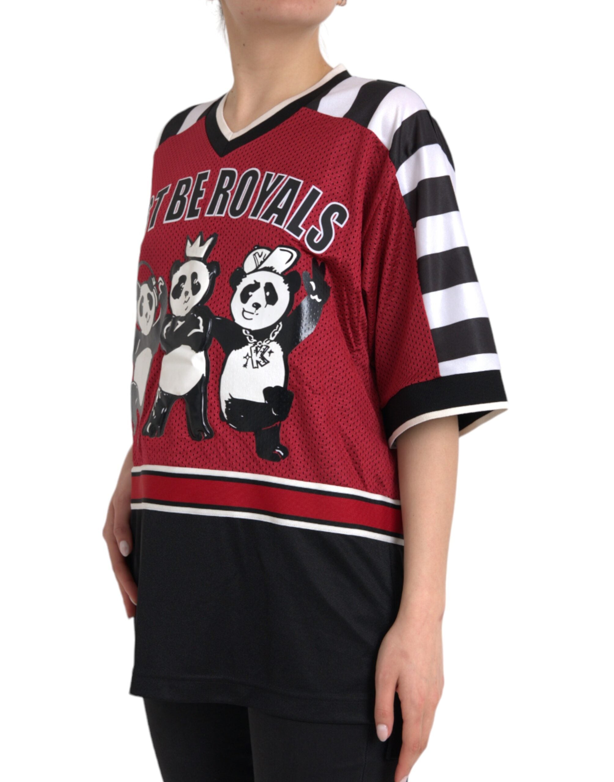 T-shirt oversize multicolore avec panda et motifs royaux Dolce & Gabbana, design coloré et graphique.