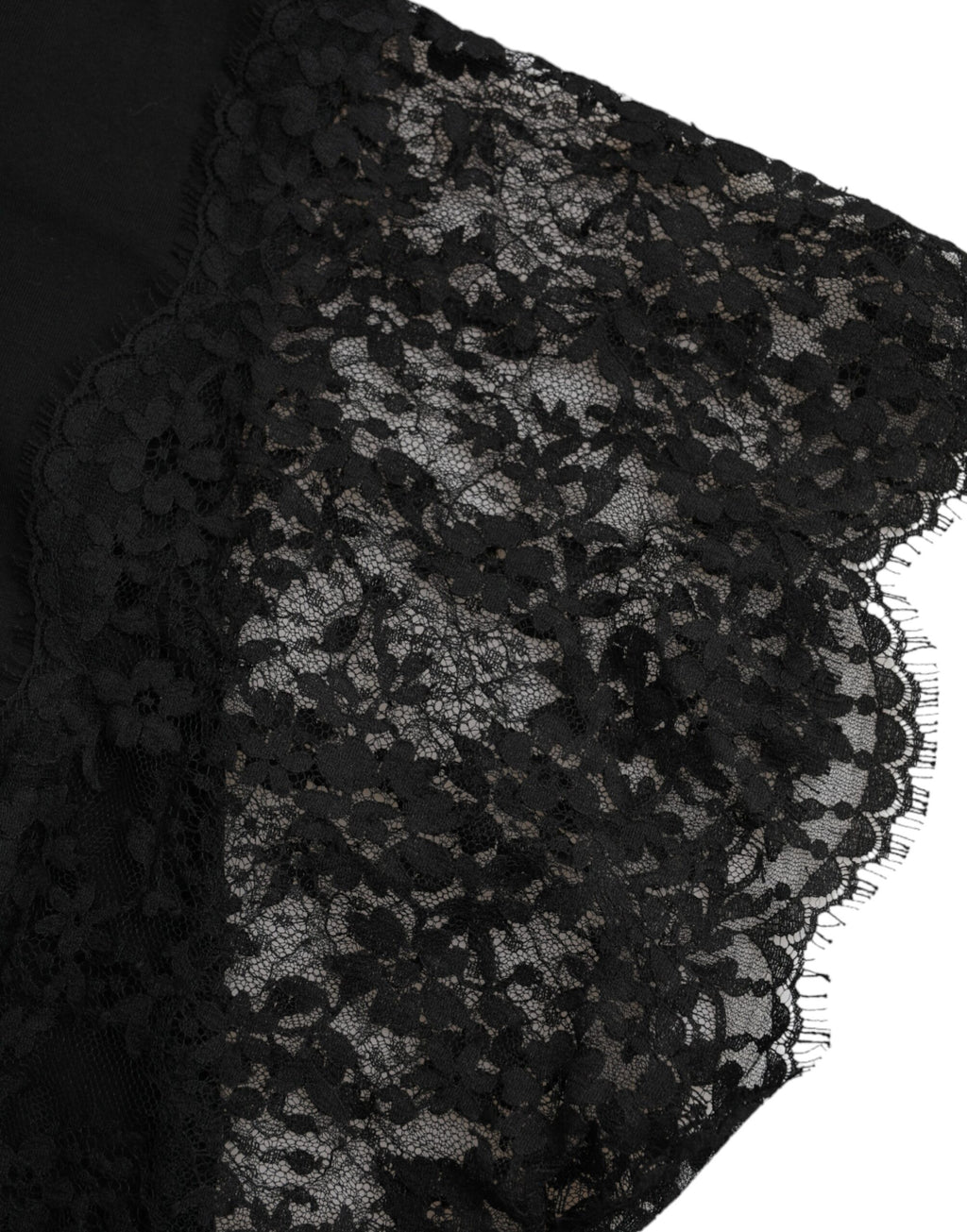 T-shirt en coton noir Dolce & Gabbana avec impression de cœur sacré en dentelle, style élégant et graphique.