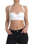 Bustier blanc en viscose sans manches de Versace, haut court et ajusté, avec détails élégants visibles sur l'image.