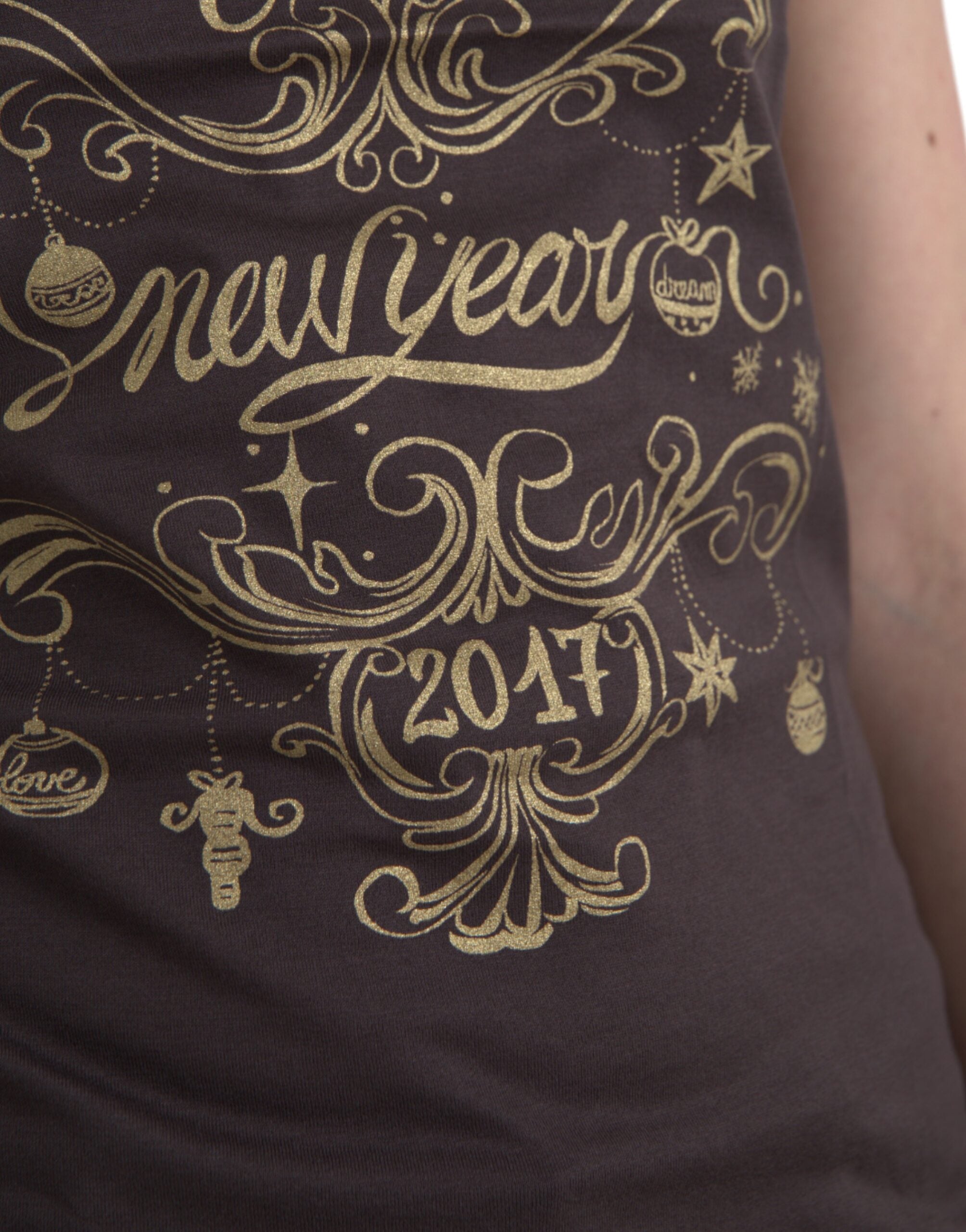 T-shirt marron à col rond Dolce & Gabbana avec motif imprimé, style casual, année 2017, en coton.