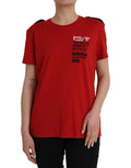 T-shirt à col rond en coton rouge avec imprimé graphique Dolce & Gabbana, mode homme ou femme.