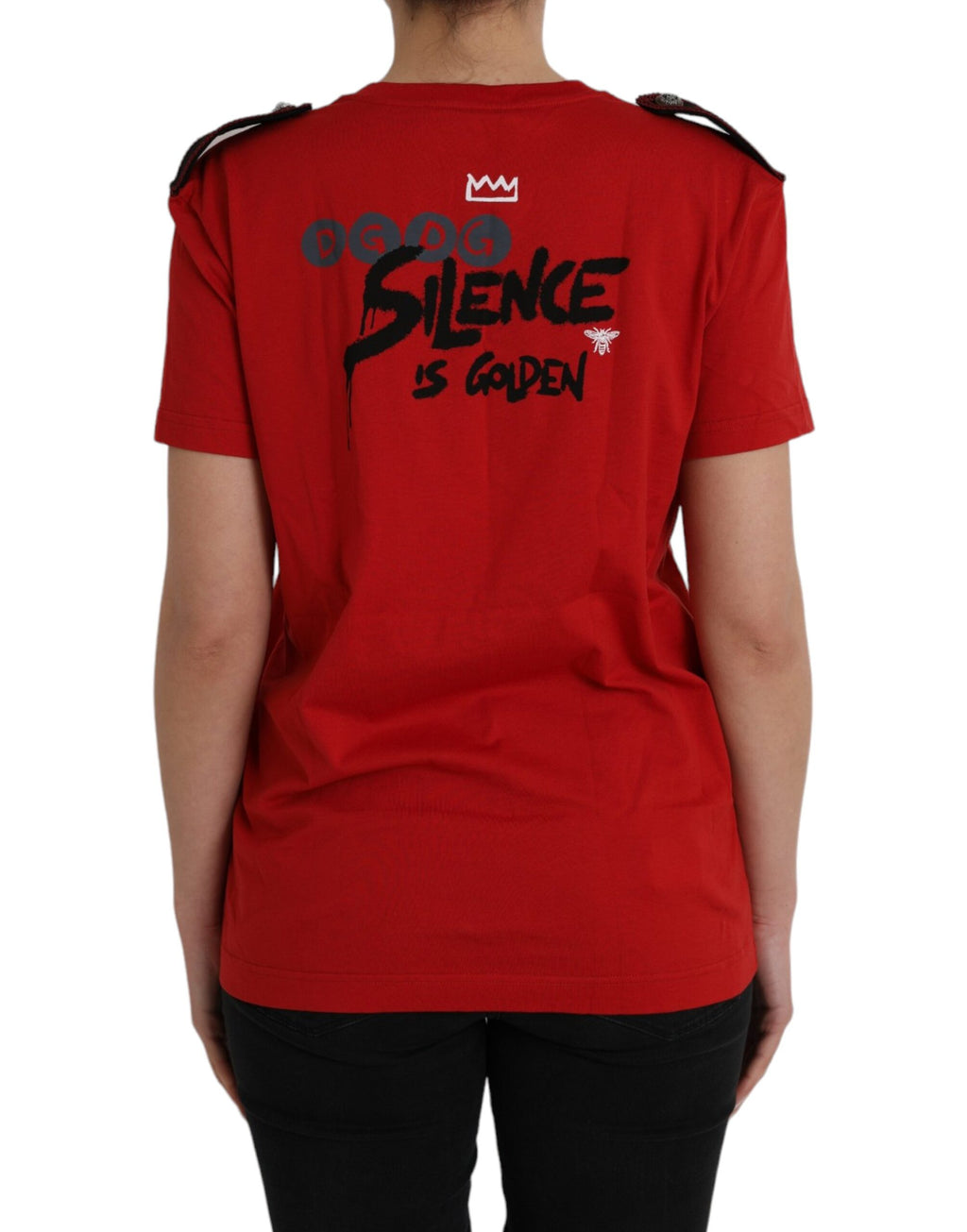 T-shirt Dolce & Gabbana en coton rouge avec imprimé graphique à col rond, style décontracté et tendance.