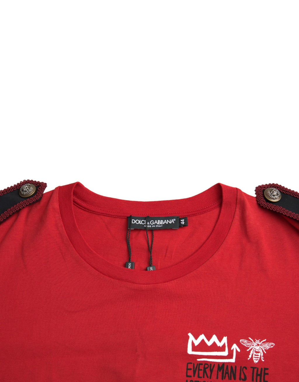 T-shirt à col rond Dolce & Gabbana en coton rouge avec imprimé graphique, style décontracté et moderne.