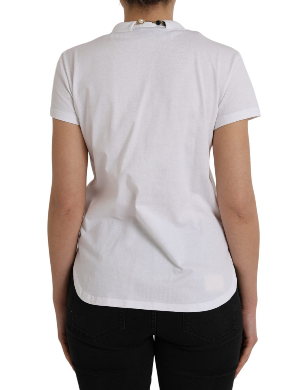 T-shirt blanc en coton Dolce & Gabbana à manches courtes, style décontracté et logo visible sur la poitrine.