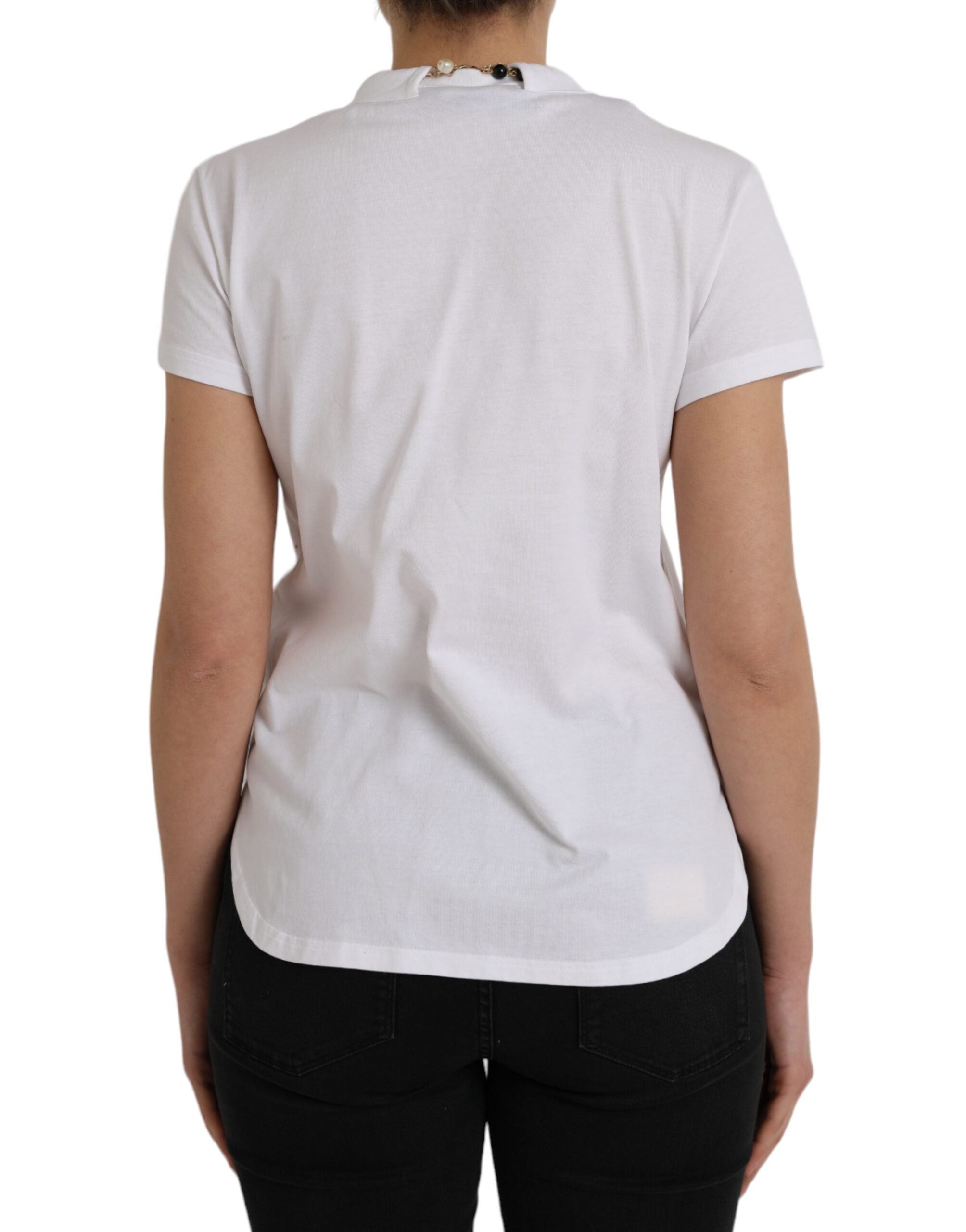 T-shirt blanc en coton Dolce & Gabbana à manches courtes, style décontracté et logo visible sur la poitrine.