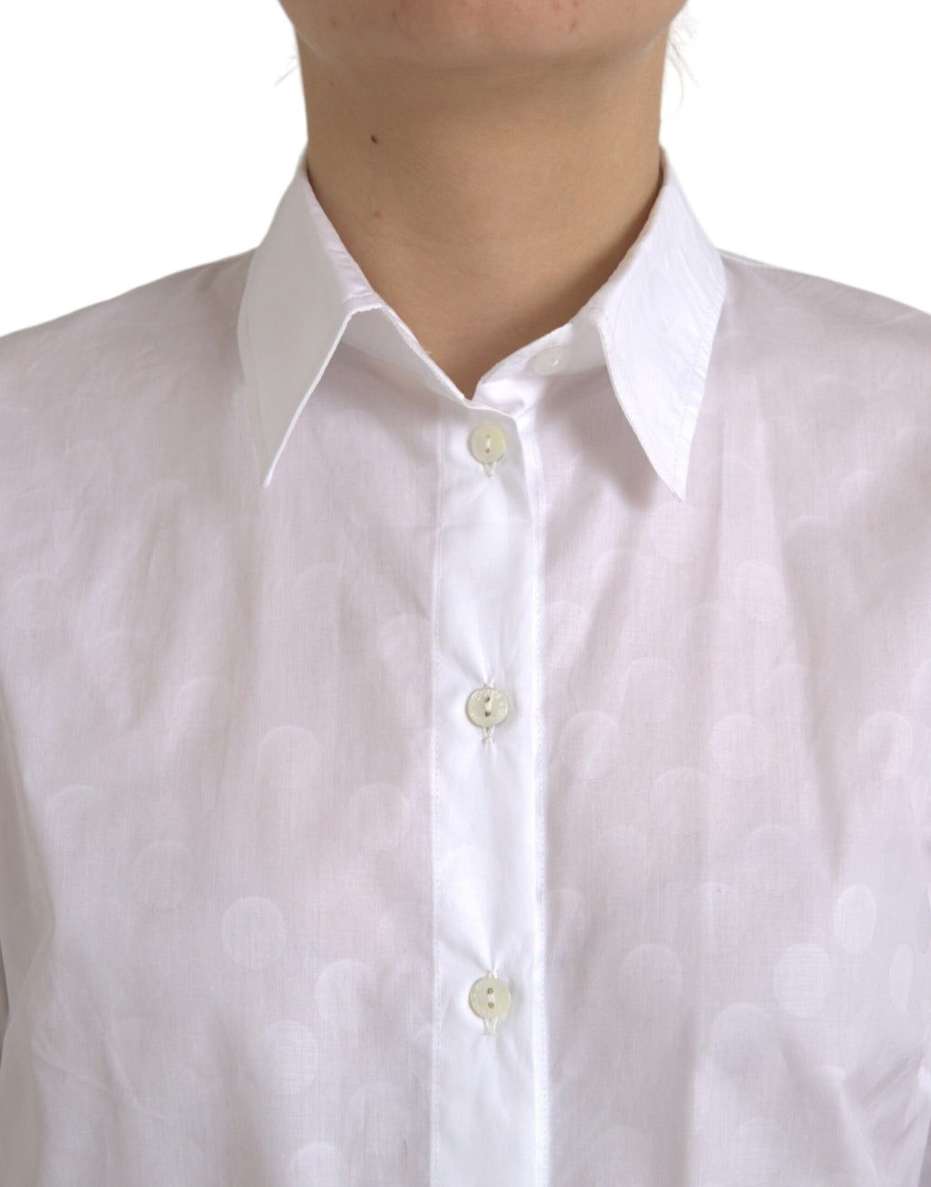 Chemise polo blanche à col avec manches courtes Dolce & Gabbana, tissu léger et élégant, vue de face.