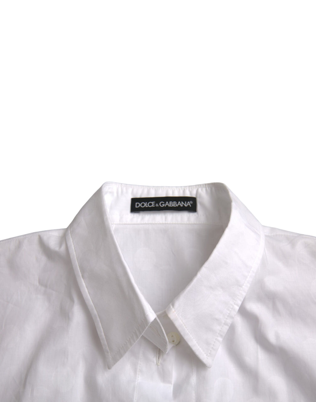 Chemise polo Dolce & Gabbana blanche à col, manches courtes, vêtement élégant pour homme.