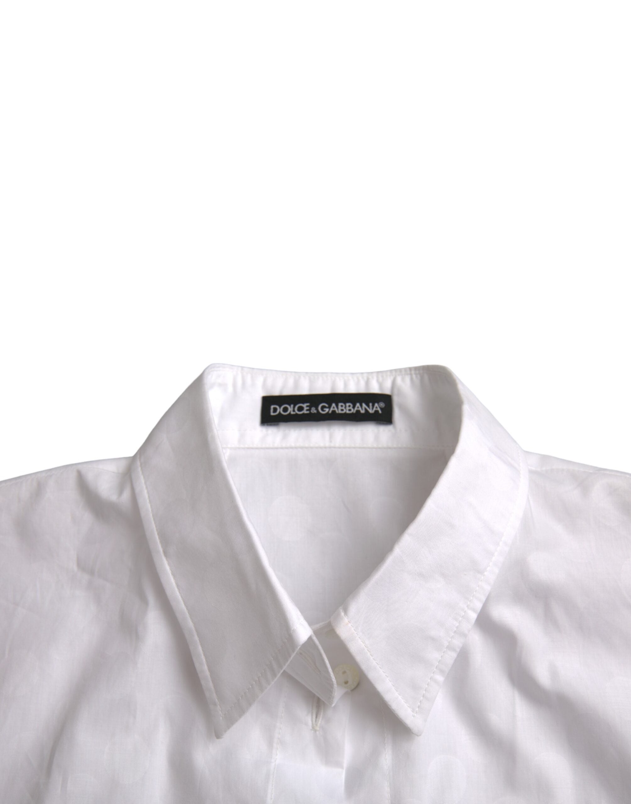 Chemise polo Dolce & Gabbana blanche à col, manches courtes, vêtement élégant pour homme.