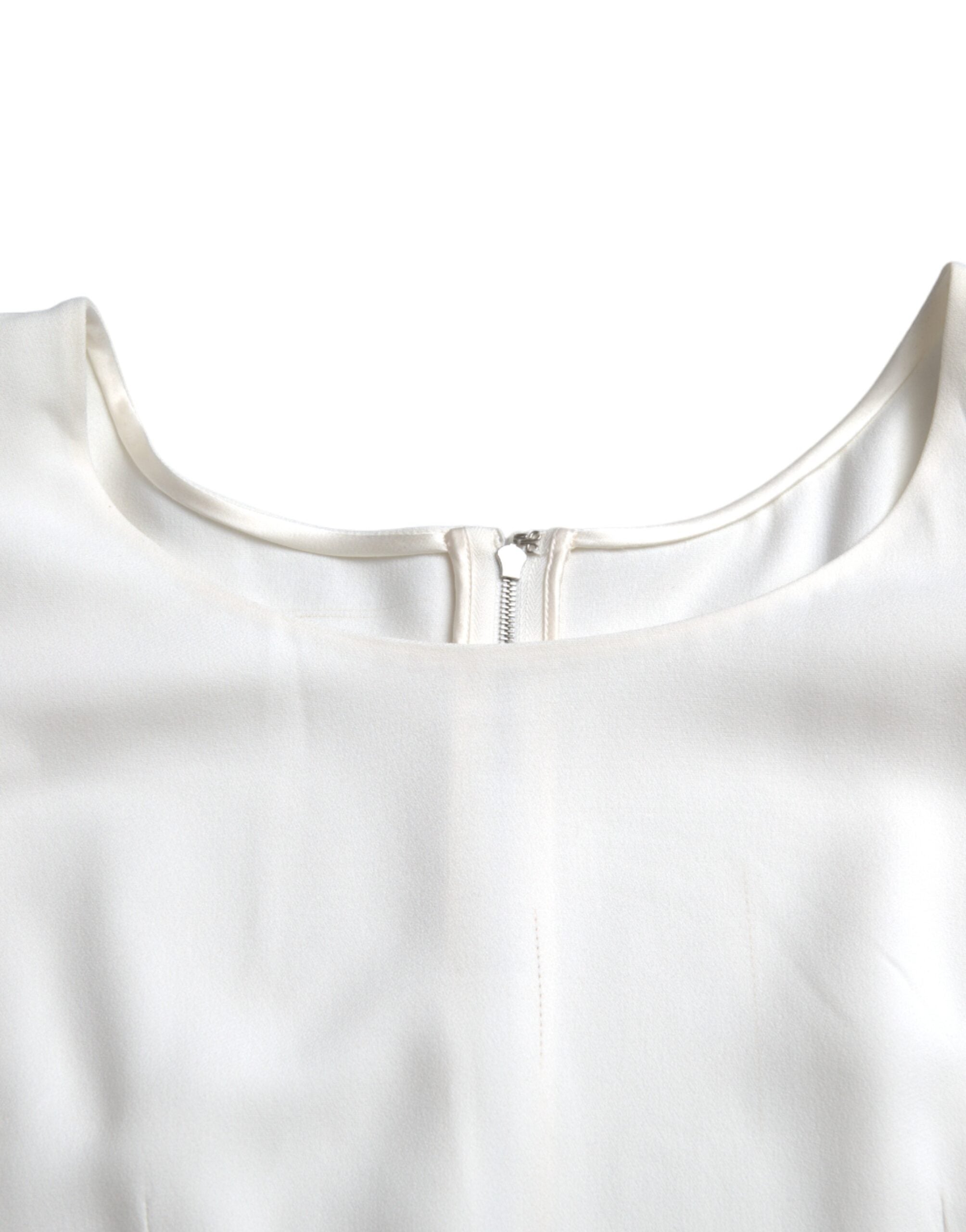 T-shirt blanc en viscose à col rond et manches courtes de Dolce & Gabbana, vue de face.