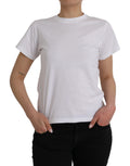 T-shirt blanc en coton à col rond de Balenciaga, manches courtes, vue de face.