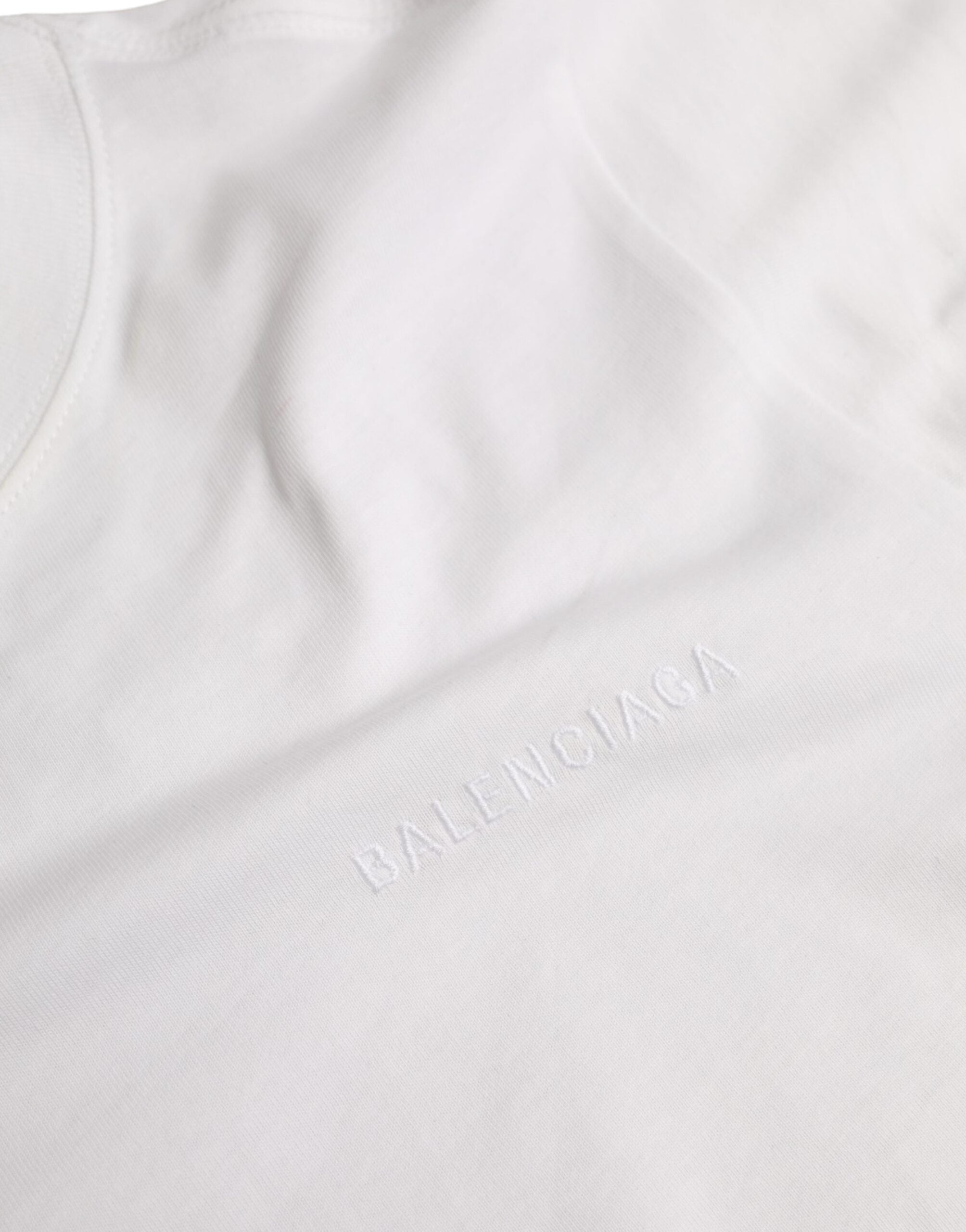 T-shirt blanc pour homme Balenciaga en coton à col rond et manches courtes, vue frontale.