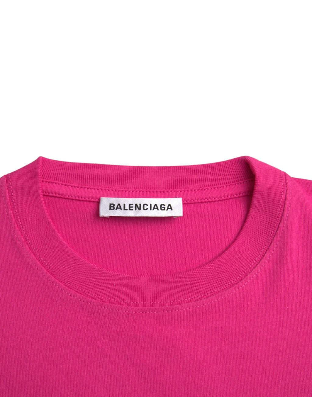 T-shirt rose en coton à col ras du cou à manches courtes de Balenciaga, style décontracté, vue de face.