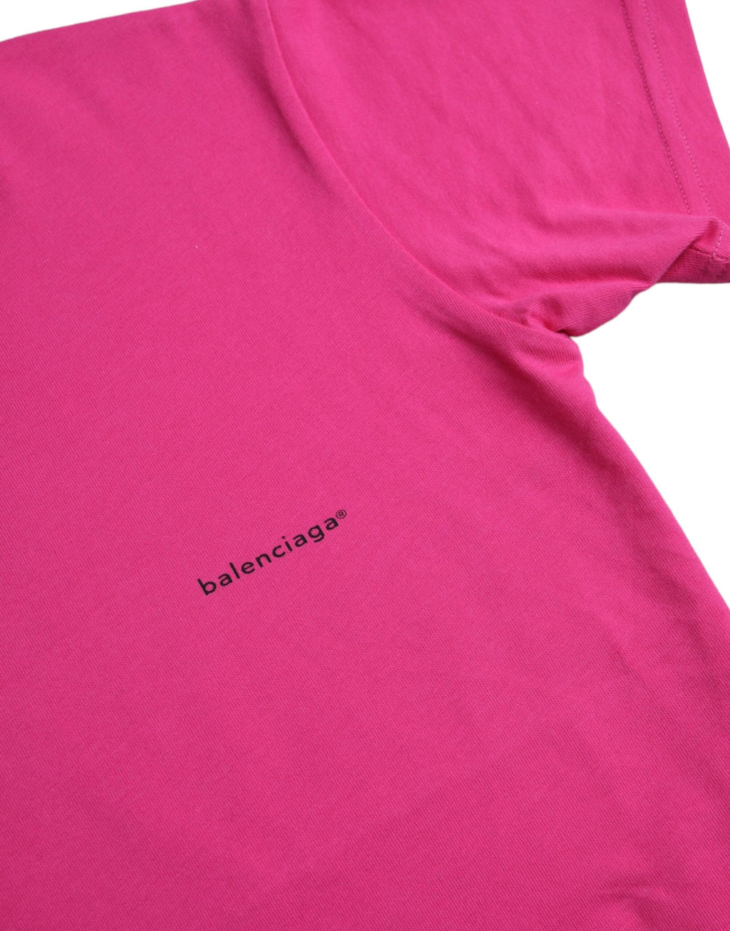 T-shirt rose en coton Balenciaga à col rond à manches courtes, style décontracté et moderne.