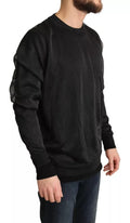 Pull à manches longues Dolce & Gabbana, logo noir sur le col, pull-over en maille pour homme.