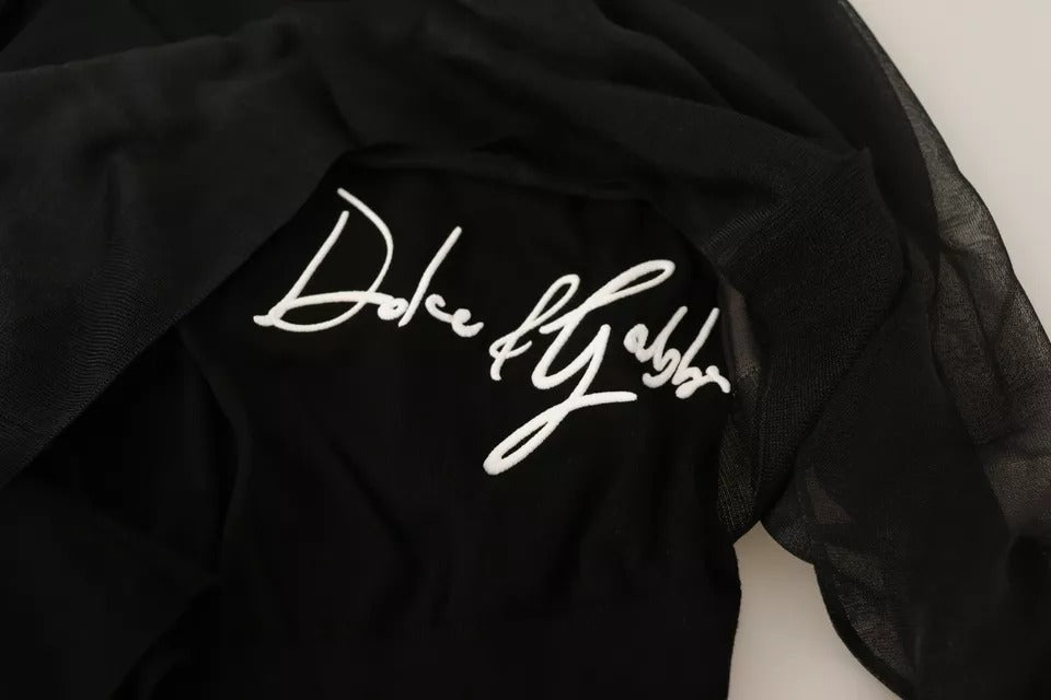 Sweat-shirt à manches longues noir Dolce & Gabbana avec logo, pull-over en coton doux, style décontracté et élégant.