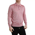 Pull homme Dolce & Gabbana en polyester rose avec col, élégant pull-over pour homme.