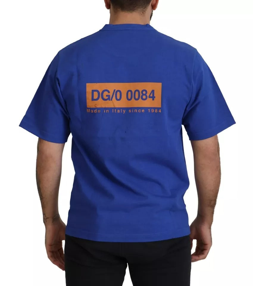 T-shirt en coton Dolce & Gabbana à logo bleu, coupe ample, avec impression de logo sur le devant.