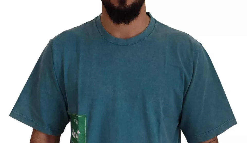 T-shirt en coton Dolce & Gabbana avec logo bleu imprimé, col rond et coupe classique.