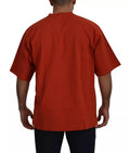 T-shirt blanc en coton de Dolce & Gabbana avec logo rouge brodé sur le devant, col rond et design classique.