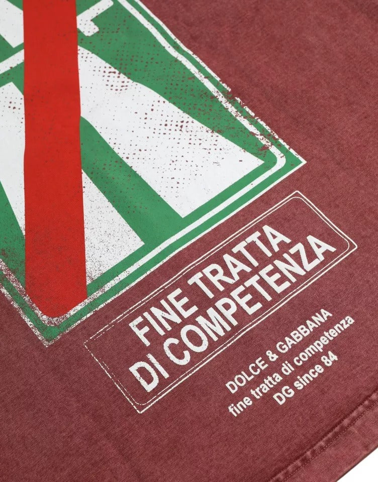 T-shirt Dolce & Gabbana à manches courtes, col rond, motif marron, style décontracté et tendance.