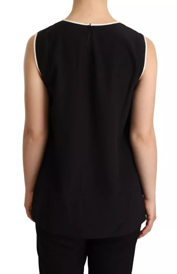 Débardeur sans manches en soie noire Dolce & Gabbana avec imprimé Eleganza, élégant et fluide.