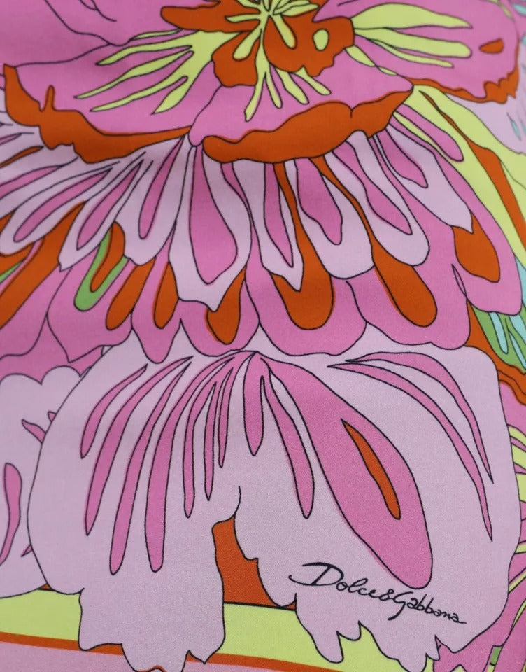Débardeur sans manches en soie multicolore à fleurs de Dolce & Gabbana, détails floraux vibrants et finition élégante.