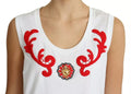 Débardeur sans manches blanc Dolce & Gabbana avec appliqué cœur en coton, style élégant et confort moderne.