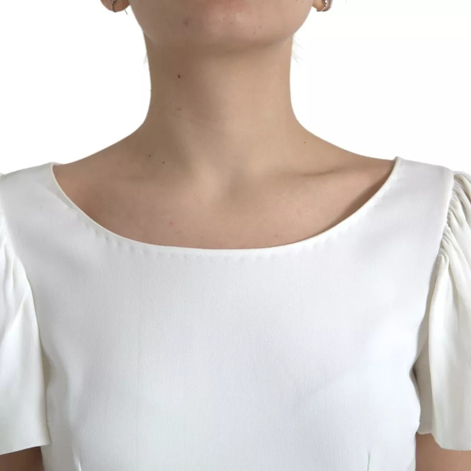 T-shirt blanc en viscose Dolce & Gabbana à col rond et manches courtes, vue de face.