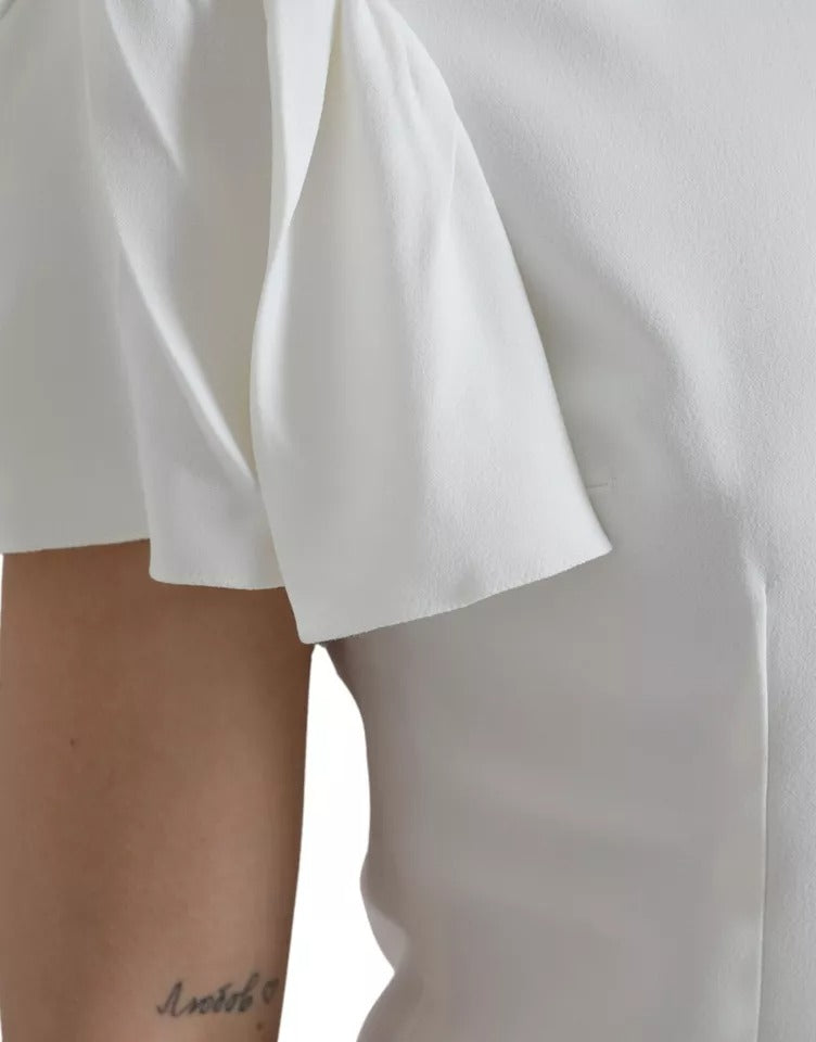 T-shirt blanc en viscose à col rond à manches courtes de Dolce & Gabbana, tissu léger et élégant.
