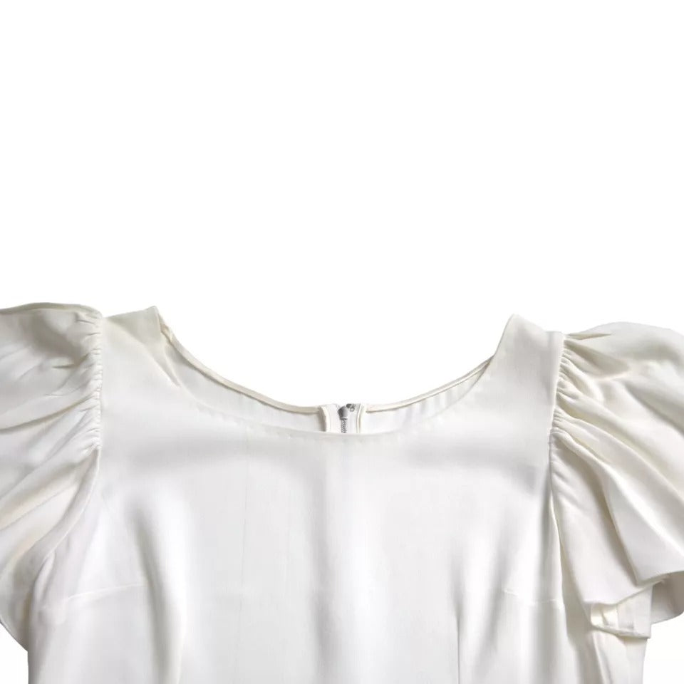 T-shirt blanc Dolce & Gabbana en viscose à col rond et manches courtes, vue de face.