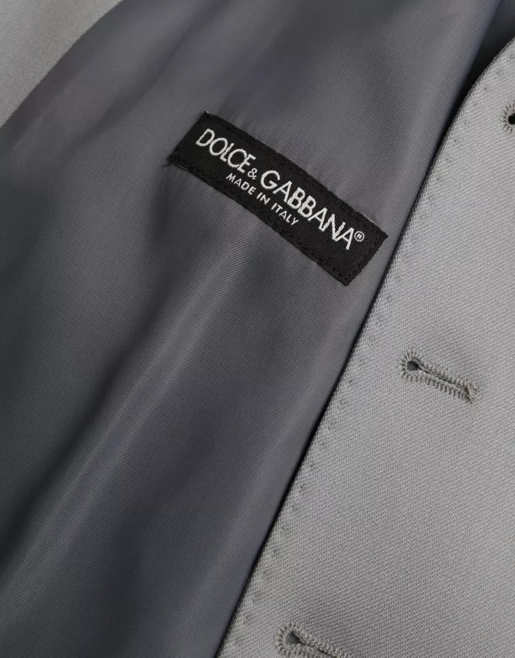 Gilet formel en laine Dolce & Gabbana Light Blue, veste cintrée élégante pour homme, détail de couture raffinée.