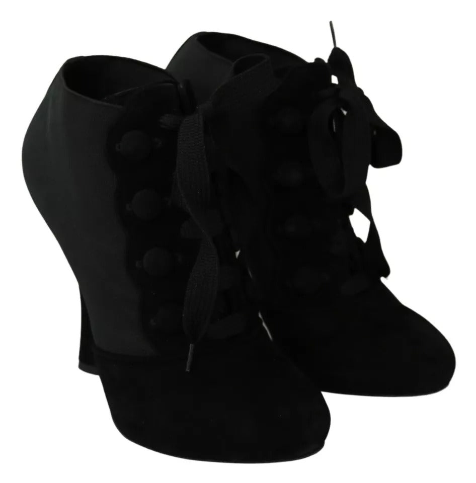 Bottines en daim noir Dolce & Gabbana, ajustement stretch, chaussures à la cheville avec semelle solide.
