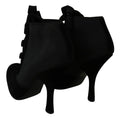 Bottines noires en daim stretch Dolce & Gabbana, chaussures à la cheville élégantes et sophistiquées.