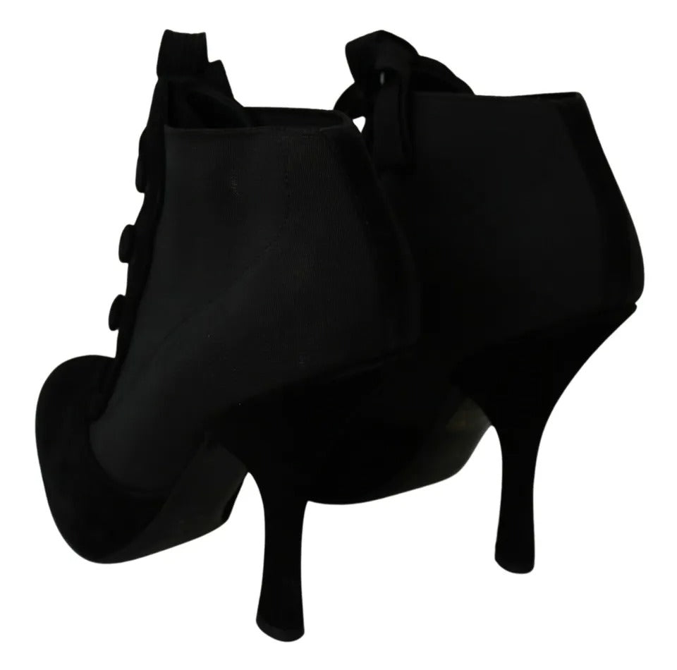 Bottines noires en daim stretch Dolce & Gabbana, chaussures à la cheville élégantes et sophistiquées.