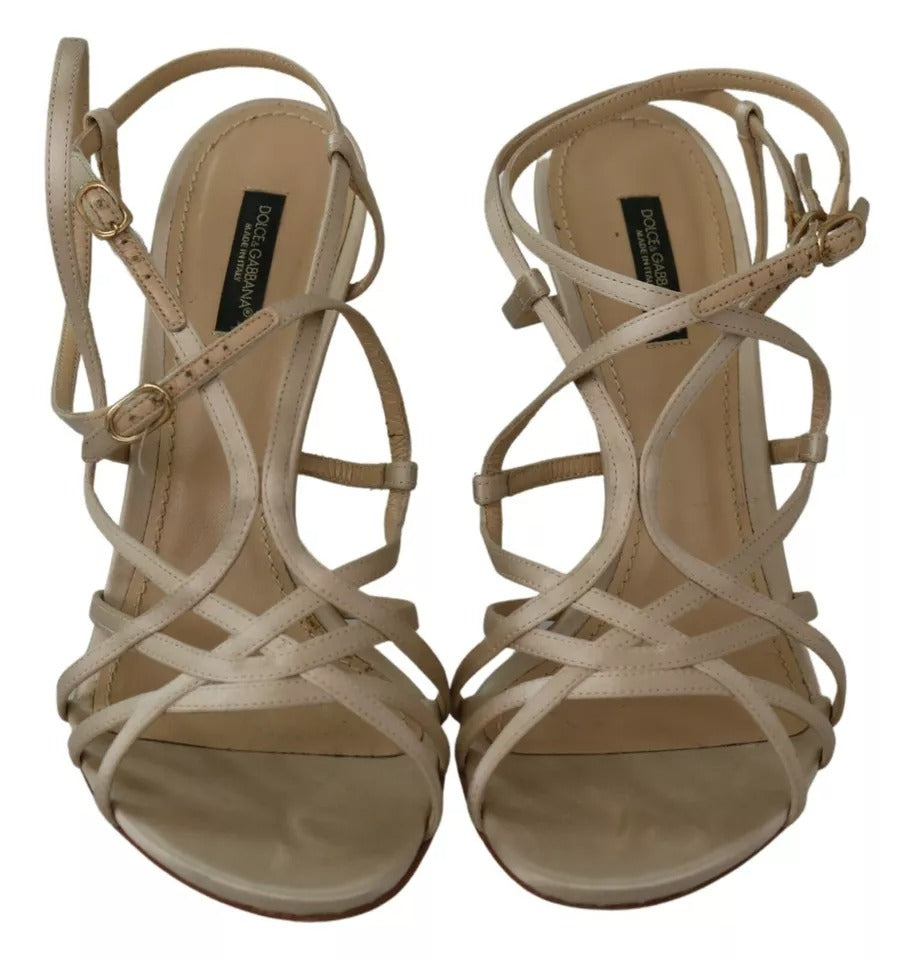 Sandales à talons Dolce & Gabbana en soie dorée avec bride à la cheville, chaussures élégantes pour femmes.