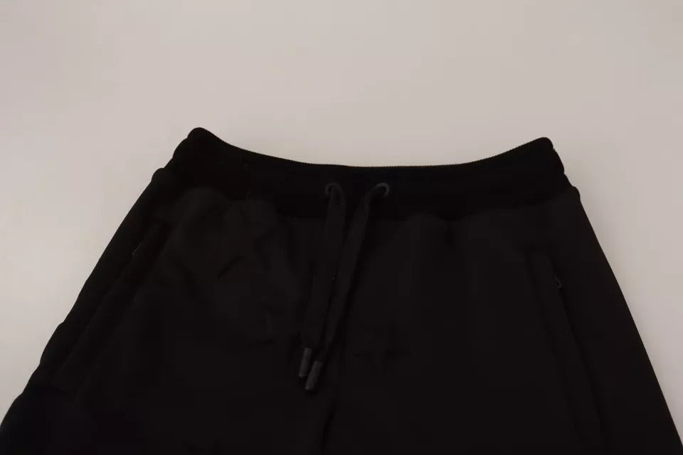 Pantalon jogging noir pour femmes Dolce & Gabbana en polyester, style décontracté avec poches et taille élastique.