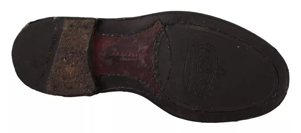 Chaussures brogue en cuir noir Dolce & Gabbana, chaussures élégantes Oxford pour homme, détails raffinés et finition de qualité