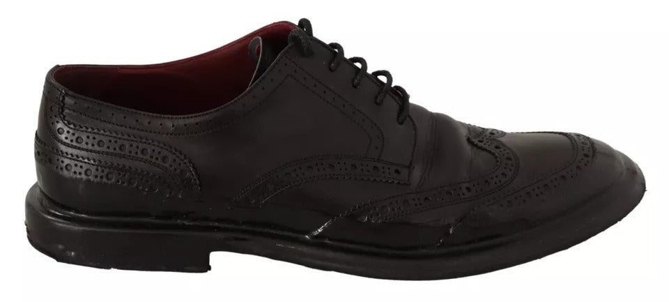 Chaussures oxford en cuir noir Dolce & Gabbana, brogues élégantes pour homme avec détails sophistiqués.