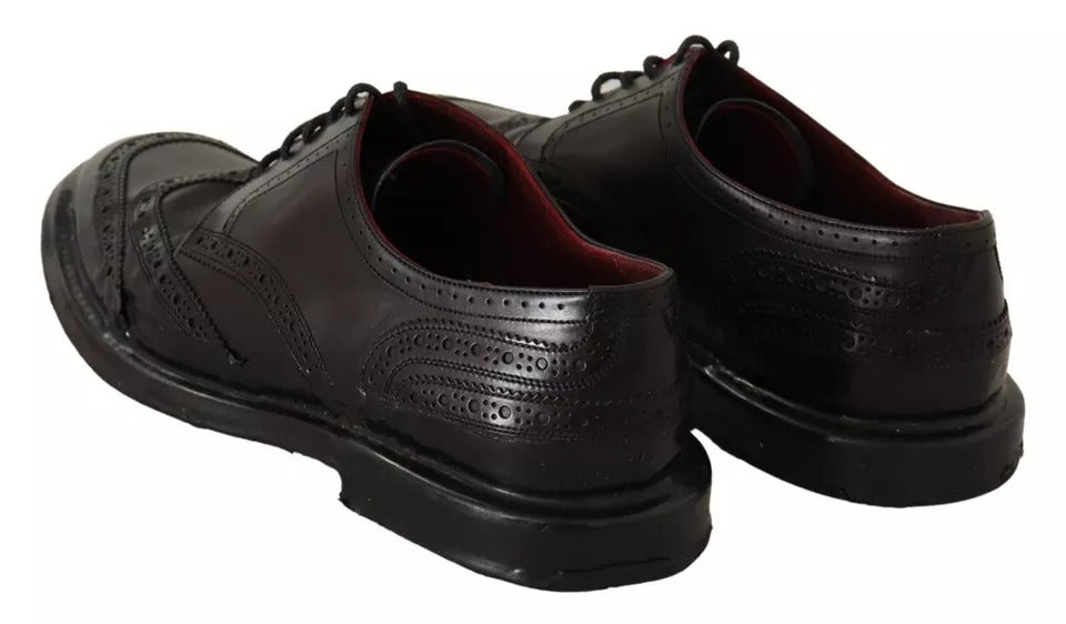 Chaussures Oxford en cuir noir Dolce & Gabbana, brogues élégants pour homme avec détails sophistiqués.