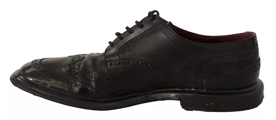 Chaussures Oxford Dolce & Gabbana en cuir noir avec brogue, styles élégants pour homme.