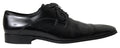 Chaussures de ville en cuir noir brillant Dolce & Gabbana pour homme, élégantes et formelles, avec finition lisse et sophistiquée.